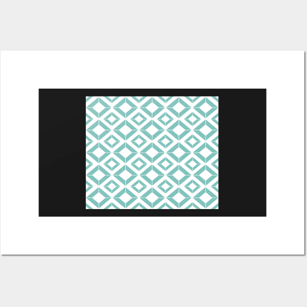 Abstract geometric pattern - blue and white. Wall Art by kerens